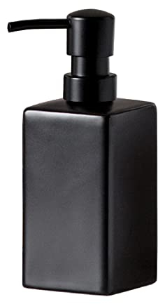 Matte Black Soap Dispenser Ceramic,Square Hand Soap and Lotion Dispenser for Bathroom Countertop,Dish Soap Dispenser for Kitchen-14oz.…