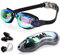 NASK Swimming Goggles, Quick Adjustable Swim Goggles for Adults Men Women & 8+ Age Kids Swimming Goggles with Nose Clip & Earplugs, Anti-Fog Clear Vision UV Resist Mirrored Lens Non-Leaking Goggles
