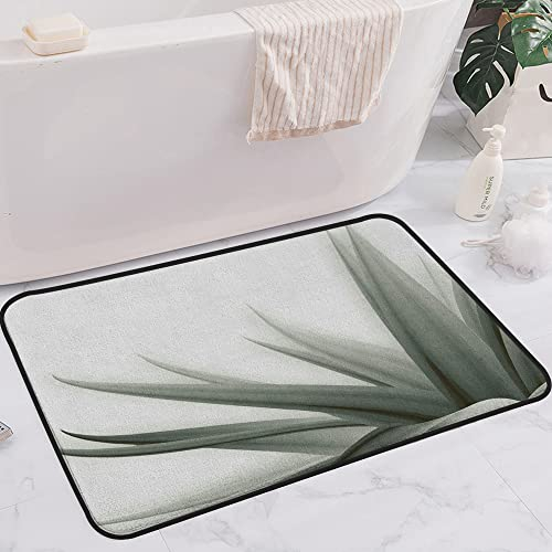 Rutschfester Badvorleger,Blume Ombre Farbwechsel Stil Blätter Wasserfarbener Druck Beruhigende Details Bild Salbeigrün,Mikrofaser Duschvorleger Teppich für Badezimmer Küche Wohnzimmer 60x100 cm