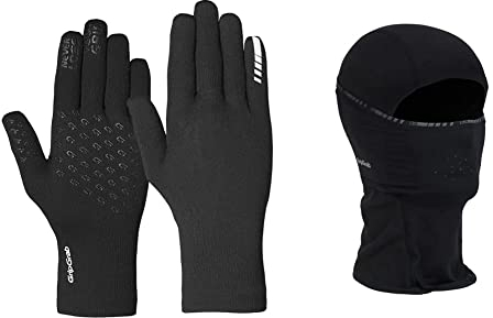 GripGrab wasserdichte Gestrickte Fahrradhandschuhe rutschfeste Winddichte Thermo Radsport Regenschutz Strickhandschuhe & Unisex balaclava Sturmhauben Masken, Schwarz, 57-60 EU