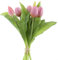 mucplants künstliche Tulpen Tulpenbündel mit 4 Tulpen und 3 Tulpenknospen real Touch (Mauve)