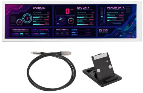 Dpofirs 8,8-Zoll-Computer-Temperaturmonitor, Englische Version, PC-Sensor-Panel-Display, PC-Temperaturanzeige für Sekundären Bildschirm des PC-Gehäuses, IPS-USB-Bildschirm