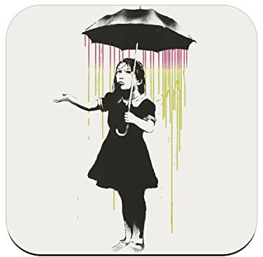 Untersetzer aus Kork – Banksy NOLA Rain Girl Umbrella Girl Ouragan Katrina – 1 Stück (95 x 95 mm)