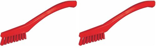 Vikan 44014 Very Hard Detail Brush, Red, 205mm Length, 20mm Width, 40mm Height (Pack of 2)