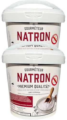 Natron Pulver von Gourmeteur aus natürlichem Vorkommen, 2x1,5 kg („nicht synthetisch“) für Kosmetik und die innere Anwendung geeignet. Lebensmittelqualität.