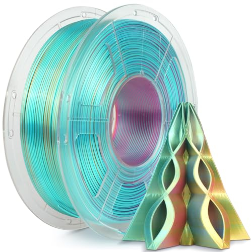 SUNLU Silk PLA Plus 3D-Druckerfilament, dreifarbig glänzendes PLA+-Filament 1.75 mm, Seidentexturen, 360° enthüllt vielfältige Farben, Maßgenauigkeit +/- 0.02 mm, 1kg Spule (2,2 lbs), Rot Gelb Grün