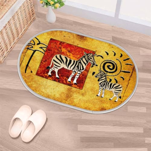 Zebra-Baum-Muster, ovale Fußmatte, Plüsch, zottelig, kleiner Teppich, 40,6 x 61 cm, weich, saugfähig, Badematte, waschbar, rutschfest, Bodenteppich für Eingangsbereich, Schlafzimmer, Badezimmer,