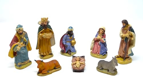 BETTER WITH FRIENDS Reyes Magos 12cm 8 Piezas. figuritas de Navidad. Conjunto de Escena de Natividad, Figuras de Agricultores. Accesorios de la casa de muñecas Jesús. Mujer oficios belén, Dios