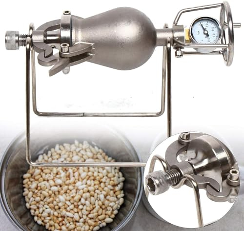 Umiup Traditional old-fashioned popcorn machine, mini hand-cranked stainless steel hand cannon food amplifier, retro popcorn machine