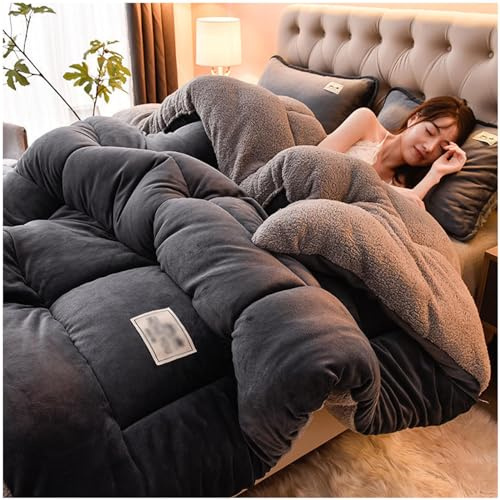 GOFOHIMI Steppdecke, Dicke Bettdecke, Flauschige Kaschmir Steppdecken Für Allergiker Duvet, Dicker Lamm-Kaschmir, Decke, Winter Weiche Warme Bettdecke Bettwäsche,180x220cm(3.5kg)