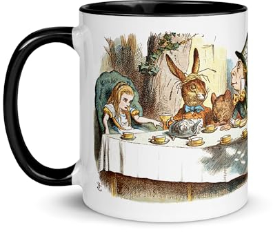 Tasse Alice aux Pays des Merveilles Mug Lewis Carroll Tenniel Cadeau Chapelier Fou Lecteur Chat Café Thé