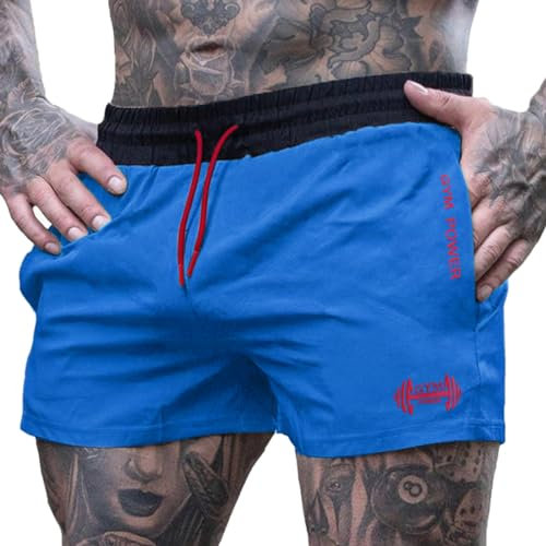 Muscle Alive Herren Sport Running 4 Elite Teilt Laufen Kurze Hose mit Futter Schnell Trocken Shorts Blau XXL