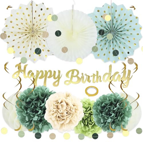 QWORK® Geburtstagsdeko, Dekorationen Können Wiederverwendet Werden, Party Deko, Pompons Deko, Wimpelkette Geburtstag, Papier Girlande Runde
