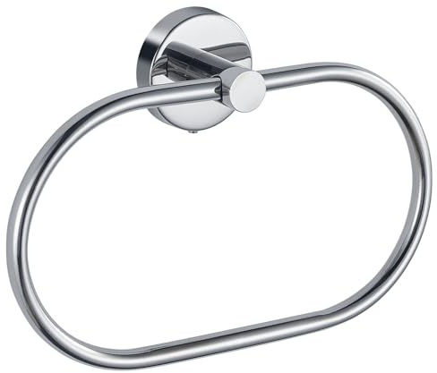 EOLAX Handtuchring zum Bohren, Handtuchhalter aus Chrom, Moderner Badetuchhalter Wandhalterung, Handtuchhalterung Edelstahl Wandmontage, Badezimmer Zubehör