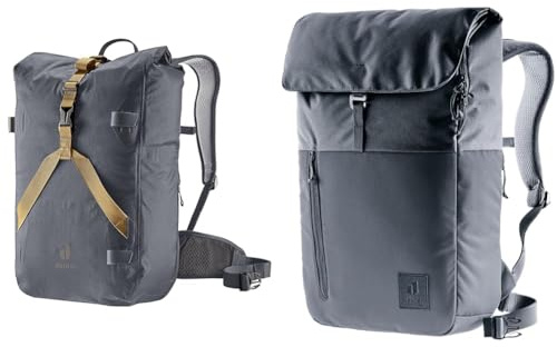 deuter Amager 25+5 Wasserdichter Fahrradrucksack & UP Seoul nachhaltiger Tagesrucksack (16+10 L), Schwarz