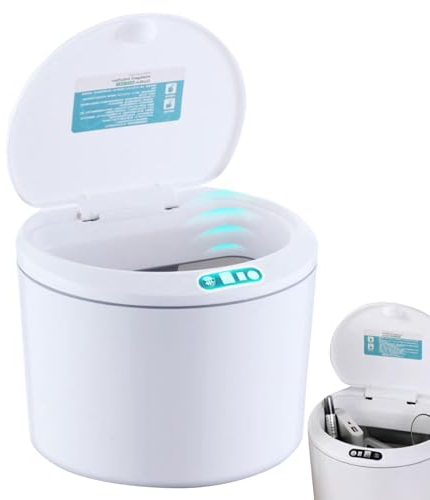 Cubo de basura inteligente | Papelera de baño con sensor inteligente de 3 litros con tapa | Caja de pañuelos de escritorio recargable por USB para cocina, baño y dormitorio