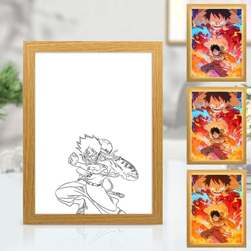 Bocguy One Piece LED Wandkunst Dekor, luffy LED Desktop-Rahmen für Heimdekoration, Kreatives Schlafzimmer und Geschenk