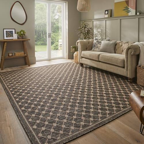 Lord of Rugs Sumac Rug for Indoor, Outdoor, Garden, Patio, Living Room, Bedroom, Kitchen Traditional Classic Modern Motifs Rug Trellis SUM105 Brown Large 160x230 cm (5'3x7'7)