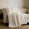 OHS Knitted Throw Blanket, Cable Knit Sofa Throws Ultra Soft Warm Teddy Fleece Blanket for Bed Couch Winter Thermal Blanket Sherpa Throw Reverse Living Room Bedroom - Grey, 130 x 160cm