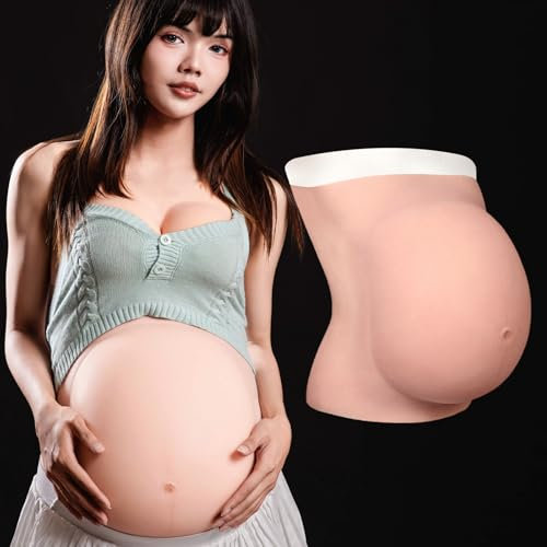 MOTLEYBEAN Faux ventre de bébé en silicone - Pour bébé de 6 à 9 mois - En silicone - Accessoire de film - Jeu de rôle - Photographie - Blanc ivoire - 9 mois