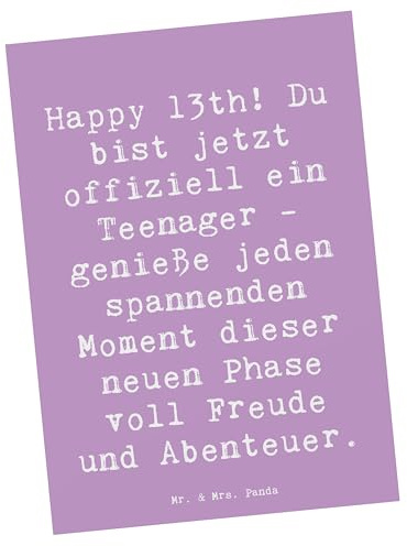 Mr. & Mrs. Panda bildkarte Spruch 13. Geburtstag - Geschenk, Postkarte, Glückwunsch, Ansichtskarte, Teenager, feiern, Ansichtskarten, Abenteuer, Grußkarte, Geburtstagsgeschenk, Kunstkarten, Postkarten