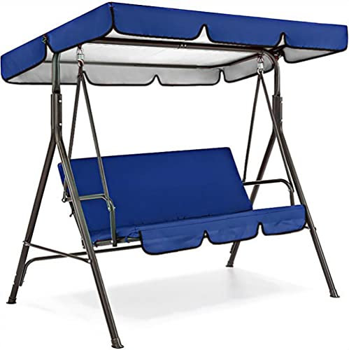 Ersatz-Set für Terrassenschaukeln, wasserdicht, Abdeckung für Hollywoodschaukel + Kissenbezug für 3-Sitzer-Schaukel, Blau, 193 x 124,5 x 15 cm