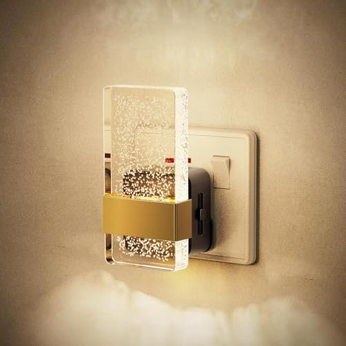 JandCase Night Light Plug in Wall, Plug in Night Light with Dusk-to-Dawn Sensor, Dimmable 0-100LM, Nightlight Kids, 3000K Warm White, Acrylic Bubble Plugin Wall Light for Bedroom Hallway Kitchen