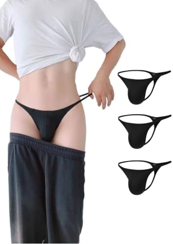KUKUMOOD Perizoma da Uomo in Nylon Senza Cuciture, Slip Sexy a Vita Bassa, Perizoma con Rigonfiamento Intimo Nero/Nero/Nero