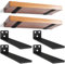 4 Supporti per Scaffali, 20 cm Staffe per Mensole Pesanti, Reggimensola Legno per Montaggio a Parete, Portata 70 Kg (Nero) 8in