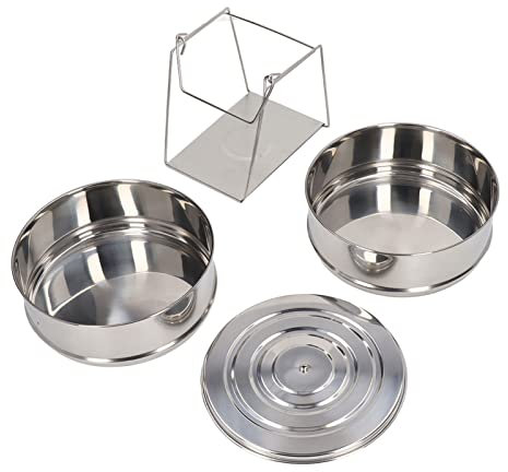 2 Tier Stackable Steamer Insert Pans with Basket Rack Cooking Baking Lasagna Pans Pressure Cooker Accessories for Steaming Rice Vegetables Meat 7 × 6 inch