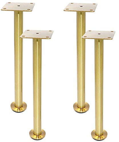 IUokLU Lot de 4 Pieds de Meubles réglables en métal pour Table Basse Meuble TV Pieds de Table en Acier Inoxydable，Or-100mm