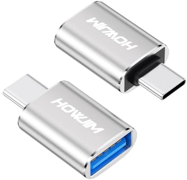 HOWJIM USB C auf USB Adapter 2 Stück,10Gbps USB 3.2 auf USB C OTG Adapter | 3A Schnellladen,Typ-C Stecker auf USB A Buchse Adapter für M-ac Notebook Pro/Air Phone 17/16/15 Pad G-alaxy Laptop Silber