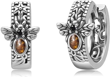 Bienen Ohrringe Silber 925 Bienen Creolen Filigraner Hummel Schmuck für Damen