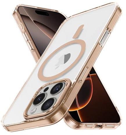 Sawiqpd Compatible with iPhone 12 Pro Max Phone Case, Non-Yellowing Support Wireless Charging Magnetic Case Translucent Matte Back Slim Shockproof Cover for iPhone 12 Pro Max 6.7-inch, Desert Gold