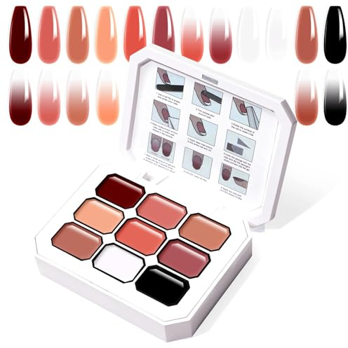 U-Shinein 9 Colors Gradient Painting Gel for Ombre Nails, Palette E | 9 colors ombre gel nail polish for ombre nails aura nails, french manicure diy nail art,perfect for home diy & salon