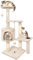 Rascador para Gatos,Árbol Rascador para Gatos de 112 cm y múltiples Niveles Estable con 4 Postes de sisal,3 Plataformas,1 Cama,Torre Gatos para Jueguen y Descansen-Beige