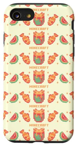 Hülle für iPhone SE (2020) / 7 / 8 Minecraft Pixelated Axolotl Fish & Watermelon Retro Logo