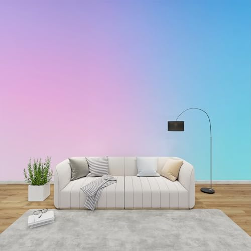 QEODAH Fototapete Pastell Ombre Schlafzimmer, 3D Tapete Bunte Farbverlauf, Vliestapete Rosa Blau, Tapeten Wohnzimmer, Mädchen Ombre Wand Deko Kinderzimmer, Wandtapete, Mustertapete Vlies 300x210 cm