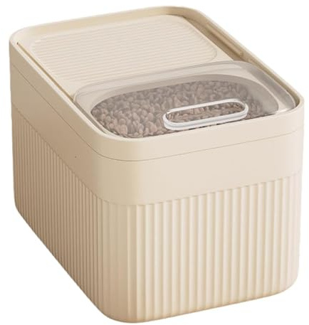 Cat Dog Food Storage Container, Large Pet Food Storage Container, Dog Food Storage Bins, Cat Litter Storage Container with Lids, Cereal Storage Containers with Measuring Cup (White, 36x25x25cm)