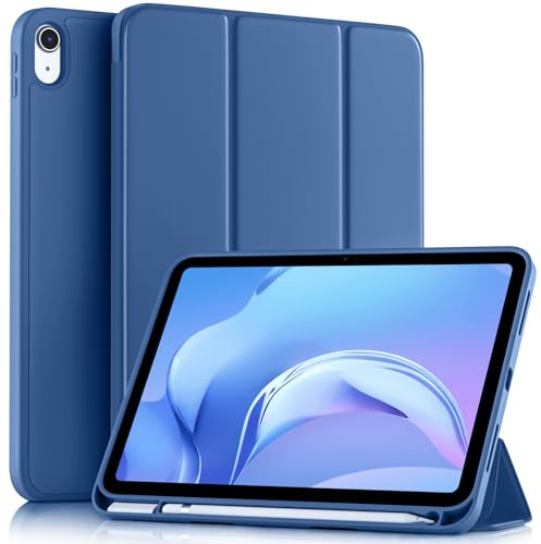 Akkerds for iPad A16 10th Generation Case 11 Inch 10.9 2025 2022 | for iPad 11th Generation Case with Pencil Holder, Slim Trifold Stand Protective Cover with Soft TPU Back, Blue