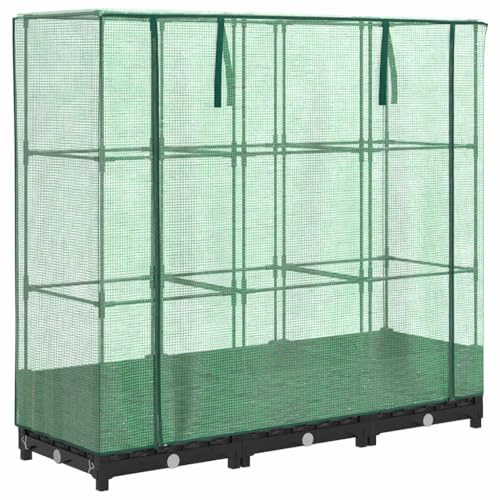 Yisssmeng Carré Potager Surélevé avec Serre Aspect Rotin 120x40x123 cm