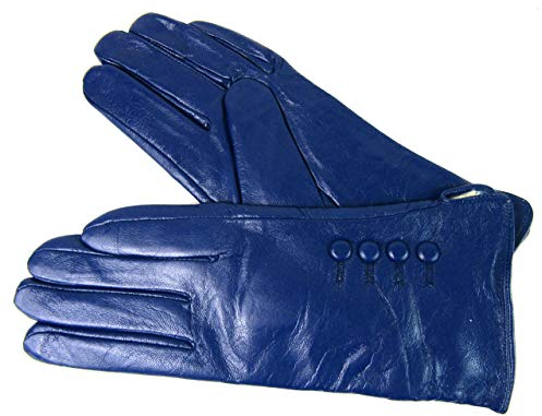 Emporium Leather Damen Neu Super Weich Premium Luxus Echt Schleife Leder Handschuhe Vollständig Gefüttert Winter Warm Alltag Fahren - Blau, L