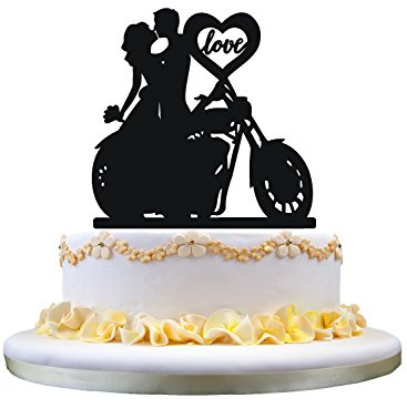 zhongfei Motorcycle Couple Wedding Cake Topper with love heart
