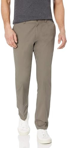 Amazon Essentials Men's Slim-Fit Wrinkle-Resistant Flat-Front Chino Trouser, Dark Brown, 38W / 32L