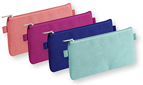 Clairefontaine 8479C Schlampermäppchen Basic (flach, 22 x 11cm, aus Textil, robust und praktisch) 1 Stück farbig sortiert