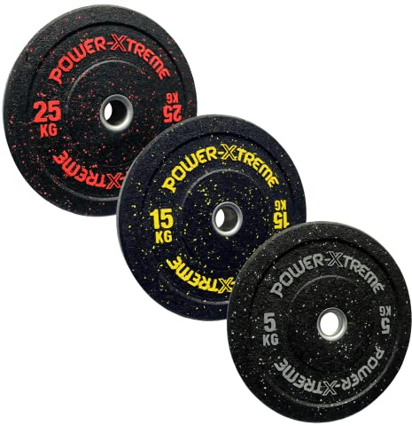 POWER-XTREME Hantelscheibe | Gewichtsscheibe | Bumper-Plate | 50mm | Gummigranulat (25kg)