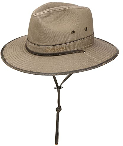 Stetson Tarnell Traveller Baumwollhut Herren - Travellerhut aus Baumwolle - Sommerhut mit UV-Schutz 40+ - Stoffhut mit Luftösen - Herrenhut Sonnenhut Frühjahr/Sommer beige S (54-55 cm)
