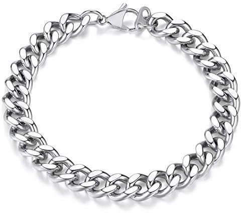 FindChic Männer Armband Edelstahl Panzerarmband 9MM Massive Armskette 21cm lang Herrenarmband mit Schmuckbox