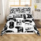 Loussiesd Kids Game Room Decor Bedding Double,Boys Man Gamer Duvet Cover,Child Gamepad Comforter Cover Girls Pixel Vintage Videogame Controller Design,Bedroom with 2 Pillow Shams Buttons,Black White