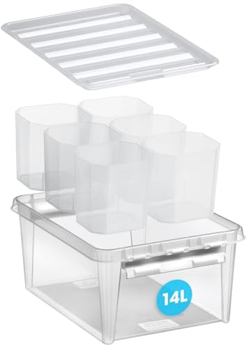 SmartStore - Aufbewahrungsbox mit Deckel Classic 14L (40x30x18cm) | Stapelbare Box mit Deckel | Lebensmittelechte Kunststoffbox | Plastikbox mit Deckel & verstärkten Ecken | 10 Jahre Garantie